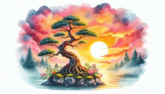 Download 10 Watercolor Bonsai Tree with a Vibrant - Premium Bundle