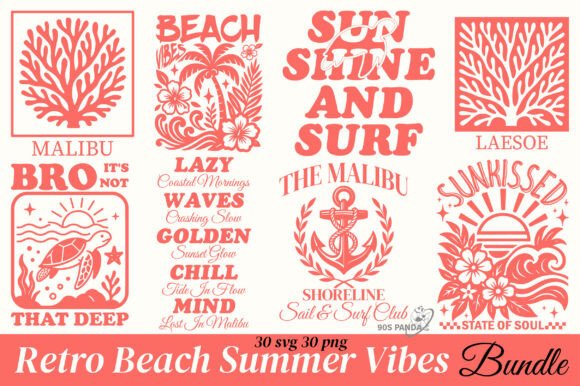 Download Retro Beach Summer Vibes SVG PNG Bundle - Summer vibes Collection
