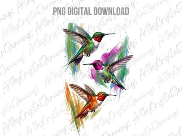 Download Vibrant Hummingbird Watercolor Art PNG - Premium Resources