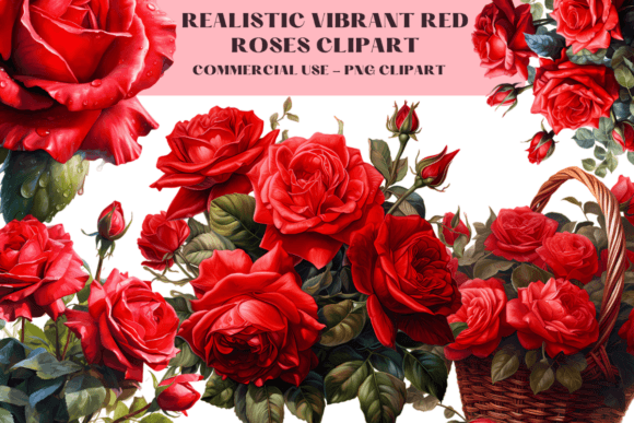 Download Realistic Vibrant Red Roses Clipart - Premium Resources